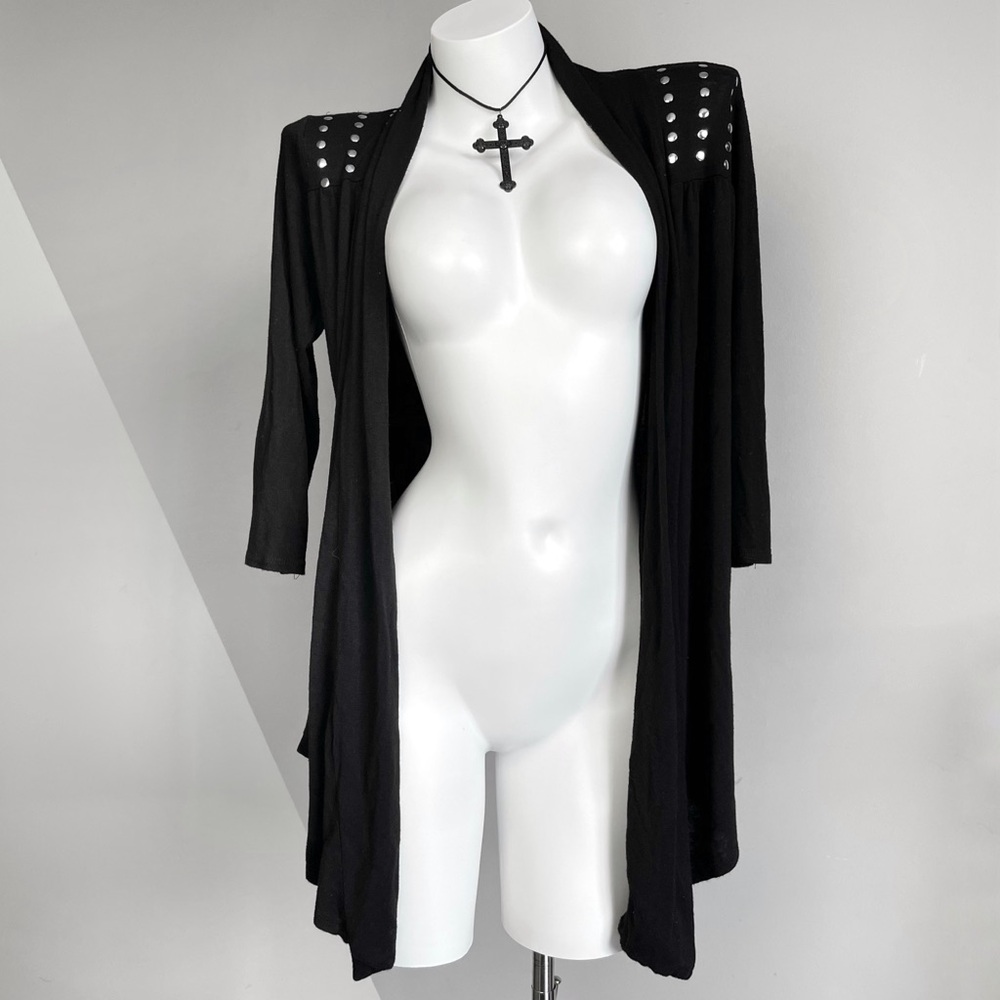 Black Punk Studded Shoulder Cardigan